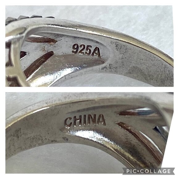 Sterling Silver 925A Rectangular Smoky Quartz & Marcasite Heart Ring Sz 5.75 - Picture 9 of 16